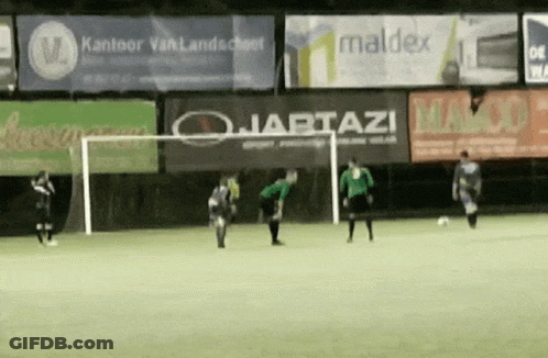 A Group Of Soccer Players Are Playing On A Field With A Banner That Says Maldex In The Background GIF