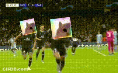 A Group Of Soccer Players Are Running On A Field With Cards On Their Heads That Look Like Horses . GIF
