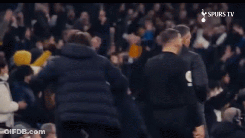 A Group Of Soccer Players In Blue Jackets Are Celebrating A Goal On Spurs Tv GIF