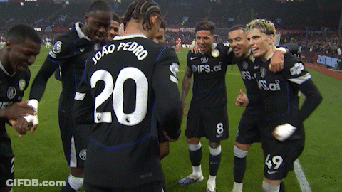 A Group Of Soccer Players Including Joao Pedro Number 20 GIF