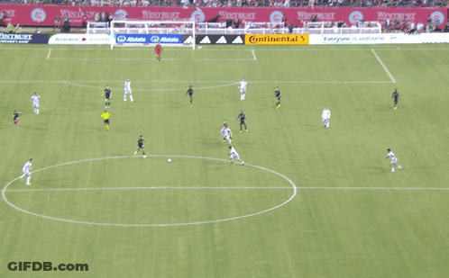 A Group Of Soccer Players On A Field With A Continental Ad GIF