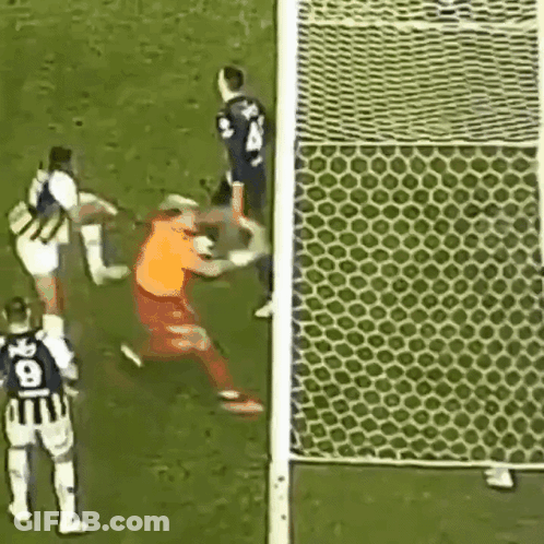A Group Of Soccer Players On A Field With One Wearing A Number 9 Jersey GIF