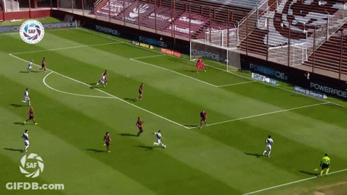A Group Of Soccer Players On A Field With Powerade Advertisements On The Sidelines GIF
