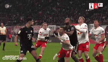 A Group Of Soccer Players On A Field With The Number 13 On The Bottom Right GIF