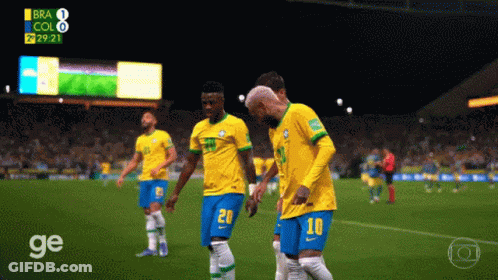 A Group Of Soccer Players On A Field With The Word Ge On The Bottom Left GIF