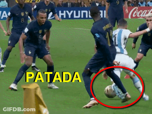A Group Of Soccer Players On A Field With The Word Patada In Yellow GIF