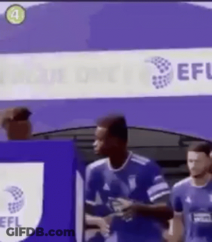 A Group Of Soccer Players Standing In Front Of A Sign That Says Efl . GIF
