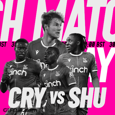 A Group Of Soccer Players Standing Next To Each Other On A Pink Background GIF