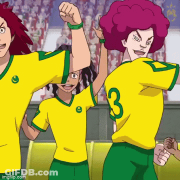 A Group Of Soccer Players Wearing Yellow And Green Uniforms With The Number 3 On The Back GIF