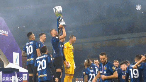 A Group Of Soccer Players With One Wearing A Jersey With The Number 20 On It GIF