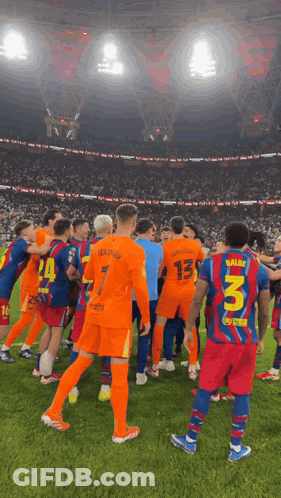 A Group Of Soccer Players With One Wearing The Number 13 GIF