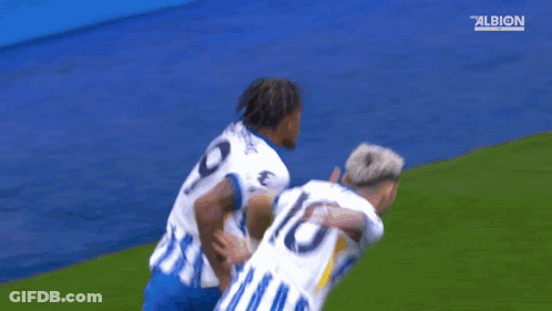 A Group Of Soccer Players With The Number 9 And 10 On Their Shirts GIF