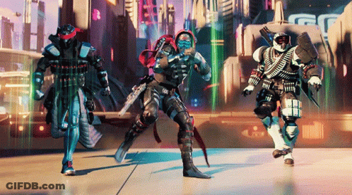 A Group Of Soldiers Are Dancing In Front Of A City With The Letter G On It GIF