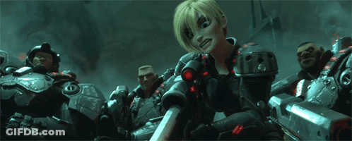 A Group Of Soldiers Are Gathered In A Dark Room And One Of Them Has A Gun GIF