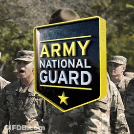 A Group Of Soldiers Are Holding A Sign That Says " Army National Guard " GIF