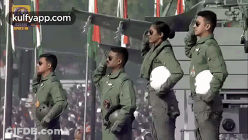 Soldiers Saluting In Front Of Crowd GIF