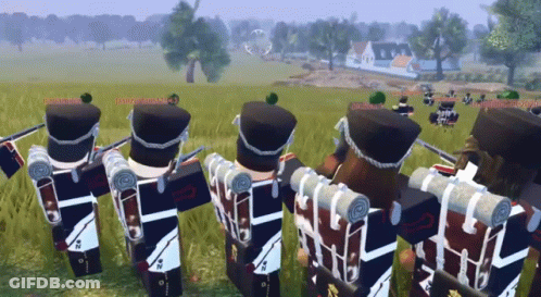 A Group Of Soldiers Are Standing In A Field And One Of The Soldiers Has The Number 22 On Their Back GIF
