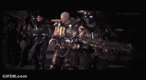 A Group Of Soldiers Are Standing Next To Each Other In A Video Game . GIF