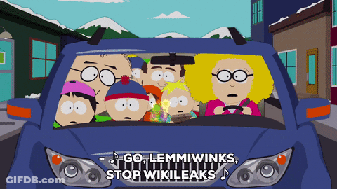 A Group Of South Park Characters Are Driving A Car GIF