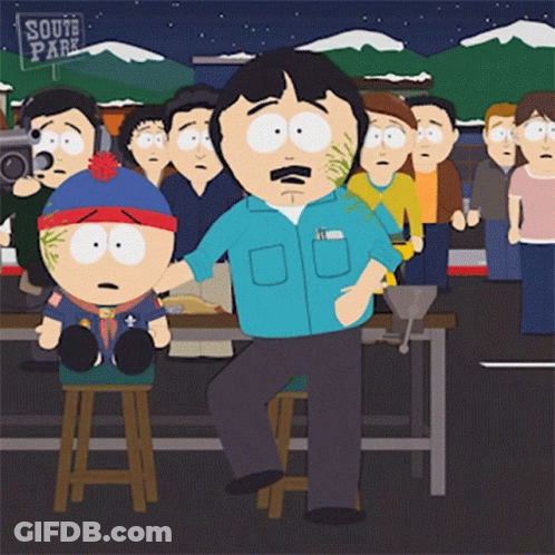A Group Of South Park Characters Are Gathered Around A Table GIF