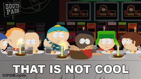 A Group Of South Park Characters Are Sitting At A Table GIF