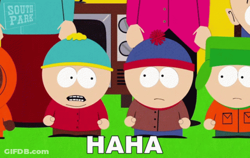 A Group Of South Park Characters Are Standing In A Line GIF