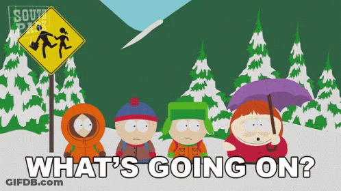 A Group Of South Park Characters Are Standing In Front Of A School Crossing Sign GIF