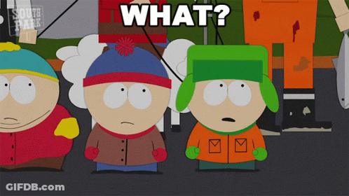 A Group Of South Park Characters Are Standing Next To Each Other And The Word What Is On The Bottom GIF