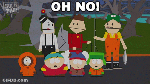 A Group Of South Park Characters Are Standing Next To Each Other GIF