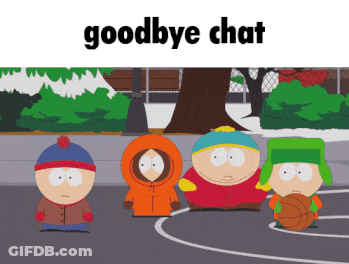 A Group Of South Park Characters On A Basketball Court With The Words Goodbye Chat Below Them GIF