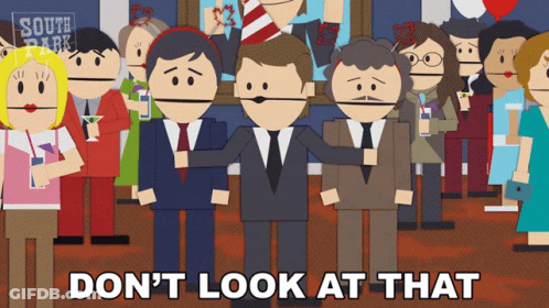 A Group Of South Park Characters Standing In A Room GIF