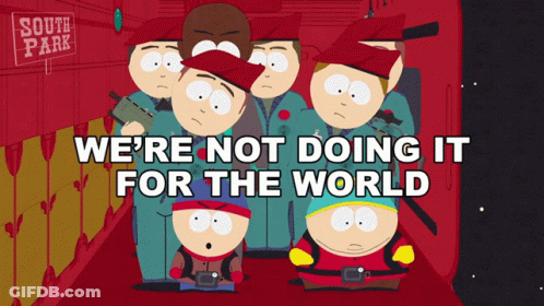 A Group Of South Park Characters Standing In Front Of A South Park Sign GIF