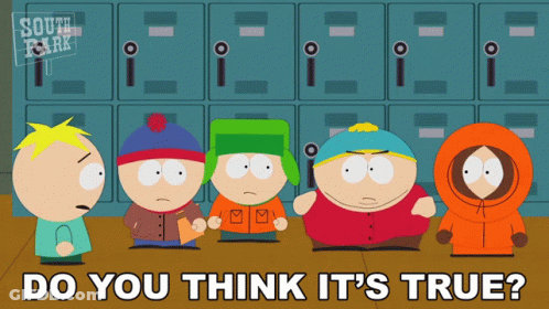 A Group Of South Park Characters Standing In Front Of Lockers GIF