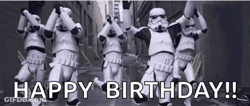 Stormtroopers Dancing Saying Happy Birthday GIF
