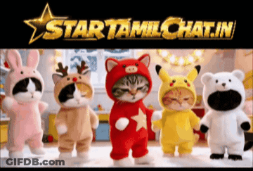 A Group Of Stuffed Animals Are Standing Next To Each Other In Front Of A Sign That Says Starttamilchat.in GIF