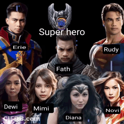 A Group Of Superhero Actors Including Fath Diana And Novi GIF