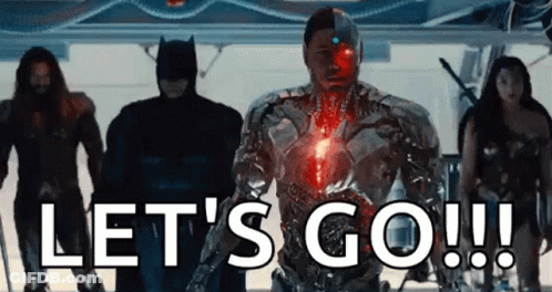 A Group Of Superheros Are Standing Next To Each Other With The Words `` Let 'S Go '' . GIF