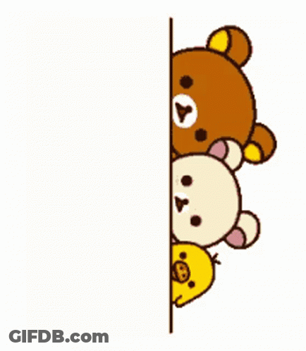 A Group Of Teddy Bears Peeking Over A Wall GIF