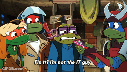 A Group Of Teenage Mutant Ninja Turtles Are Talking To Each Other And One Of Them Says Fix It GIF