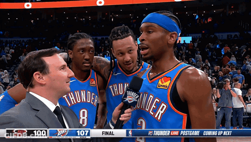 A Group Of Thunder Basketball Players Are Being Interviewed GIF