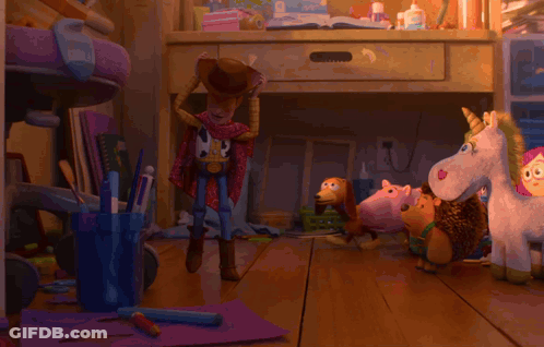 A Group Of Toy Story Characters Including Mr Potato Head And Hedgehog GIF