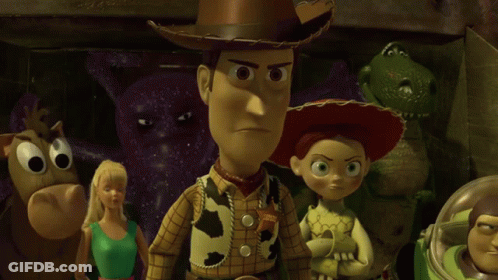 A Group Of Toy Story Characters Including Woody Jessie And Bullseye GIF