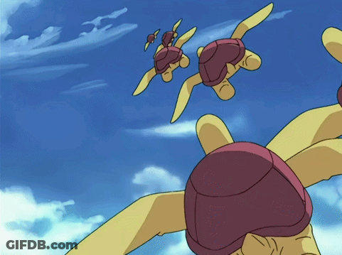 A Group Of Turtles Are Flying Through The Air GIF