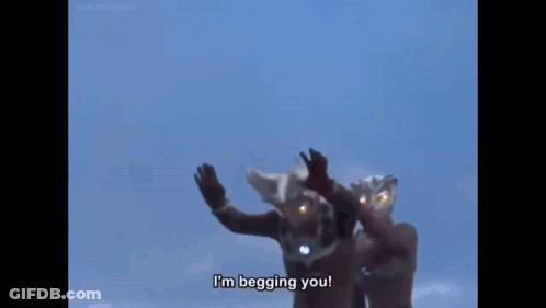 A Group Of Ultraman Are Standing Next To Each Other In A Row . GIF