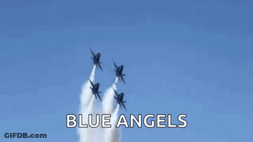 A Group Of Us Navy Fighter Jets Fly In Formation GIF