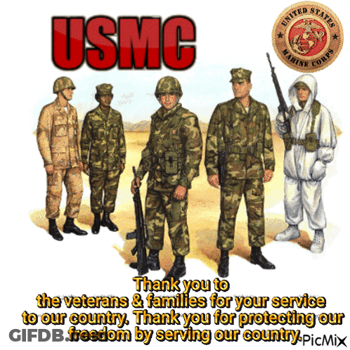 A Group Of Usmc Soldiers Are Standing In A Desert GIF