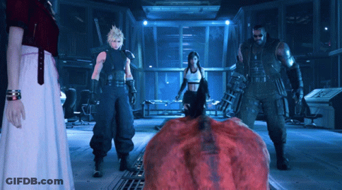 A Group Of Video Game Characters Including Cloud Strife And Tifa GIF