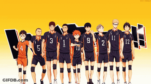 A Group Of Volleyball Players Are Standing In A Row With Numbers 1 Through 12 On Their Jerseys GIF