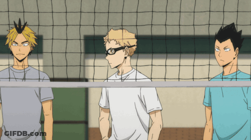 A Group Of Volleyball Players Are Standing Next To Each Other GIF
