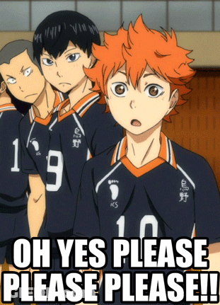 A Group Of Volleyball Players Are Standing Next To Each Other With The Words Oh Yes Please Please GIF